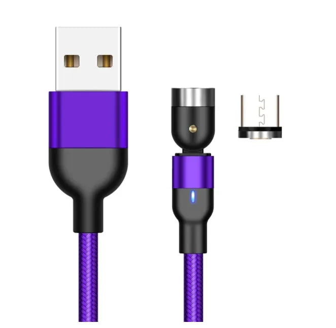 Essager rotating magnetic USB charging cable with blue LED light showing 540° rotation capability