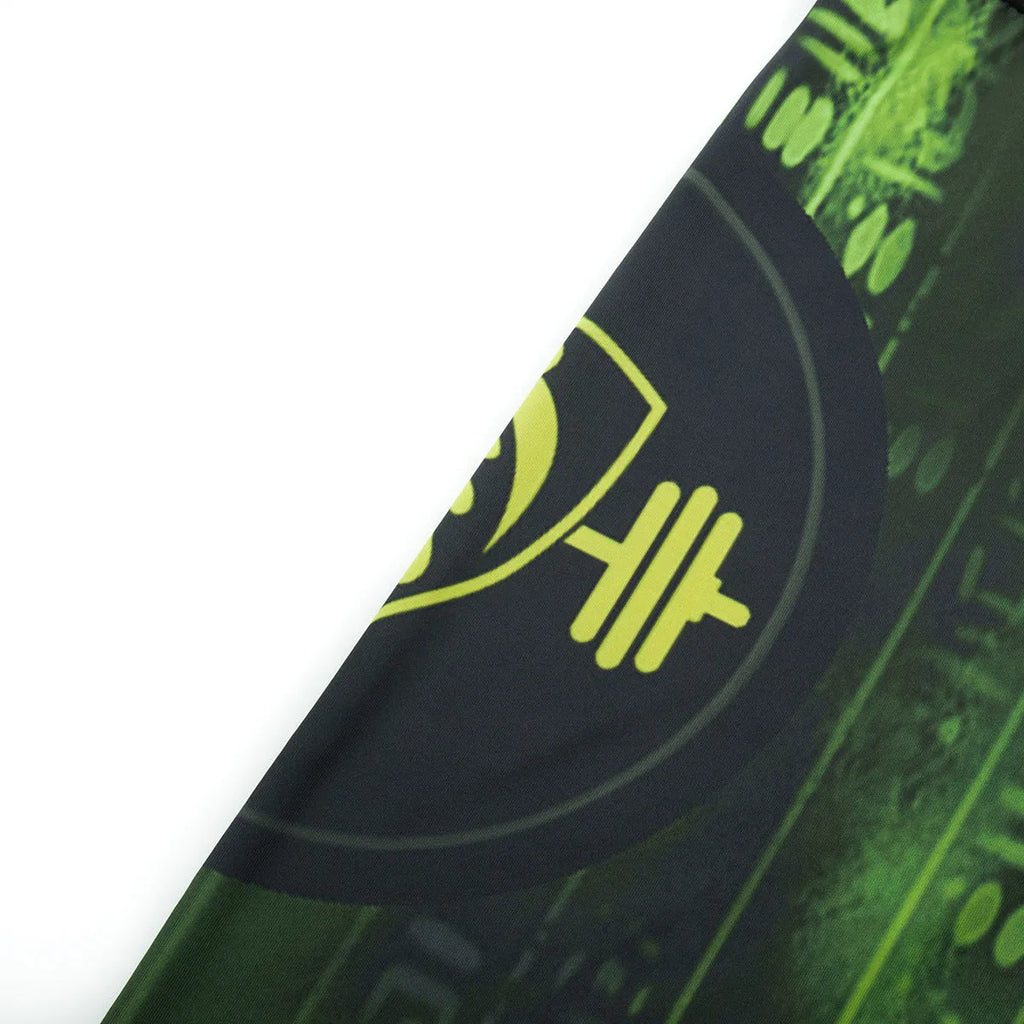 Men's ZF016 printing design polyester sports stretch suit set, slim fit top and trousers for running.