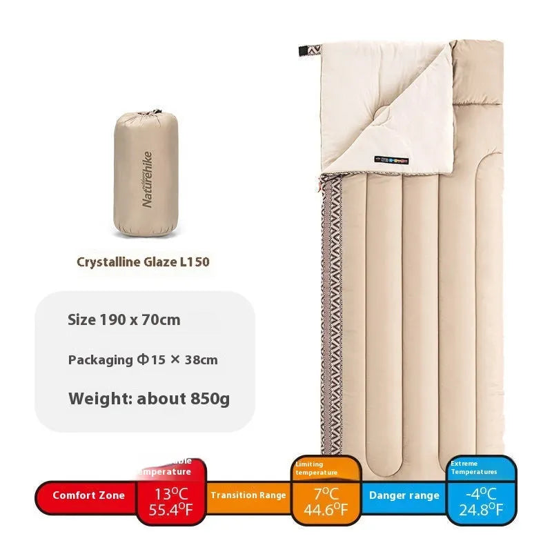Four seasons universal portable outdoor camping sleeping bag for adults with storage bag