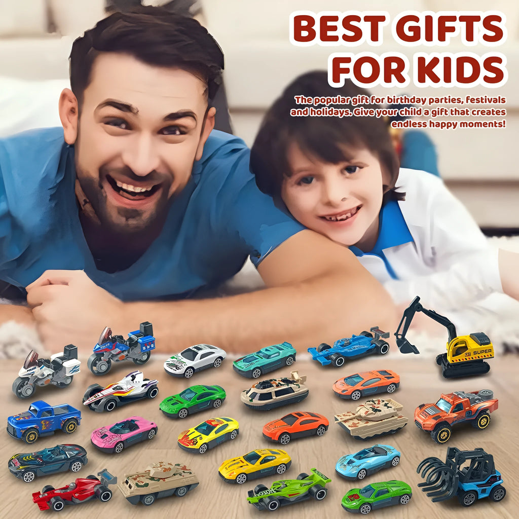 Christmas advent calendar blind box with 24 alloy car model toys, sliding function, colour SZ303, for children 4-6