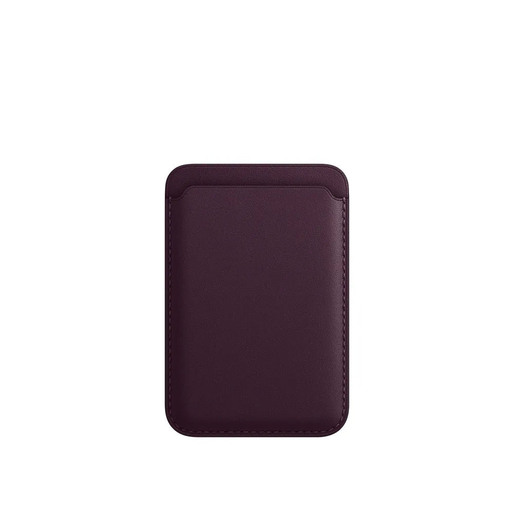Slim PU leather iPhone case with integrated magnetic card holder in multiple colour options.