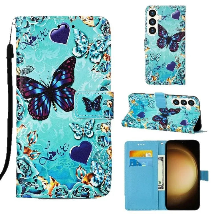 Handmade imitation leather phone case for Samsung with built-in bracket, available in multiple colours