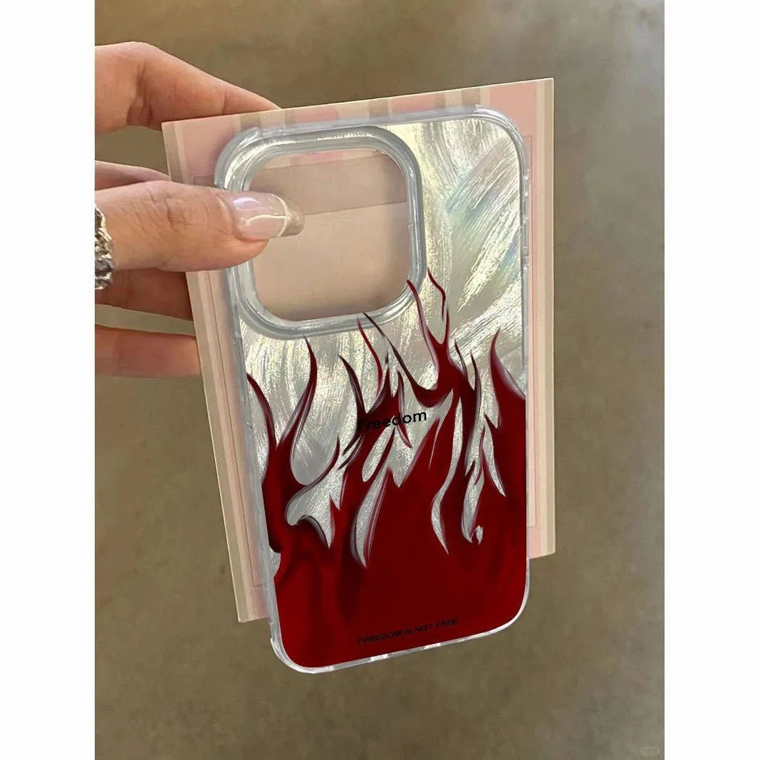 Silicone all-inclusive phone case for Apple iPhone with seven-colour flame design in blue flame colour