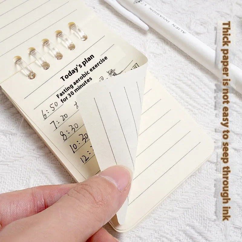 A7 flip-up small notebook 80 sheets 7.3x10.3cm with 5-hole punch in four colour options