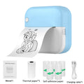 Student mini thermal label printer with USB cable, 12x9x4.6cm, includes printing paper