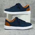 Platform skateboard sneakers in beige brown with round toe and shallow mouth design