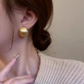 Matte brushed gold bean earrings for women, lightweight versatile stud earrings in gold and white colour options