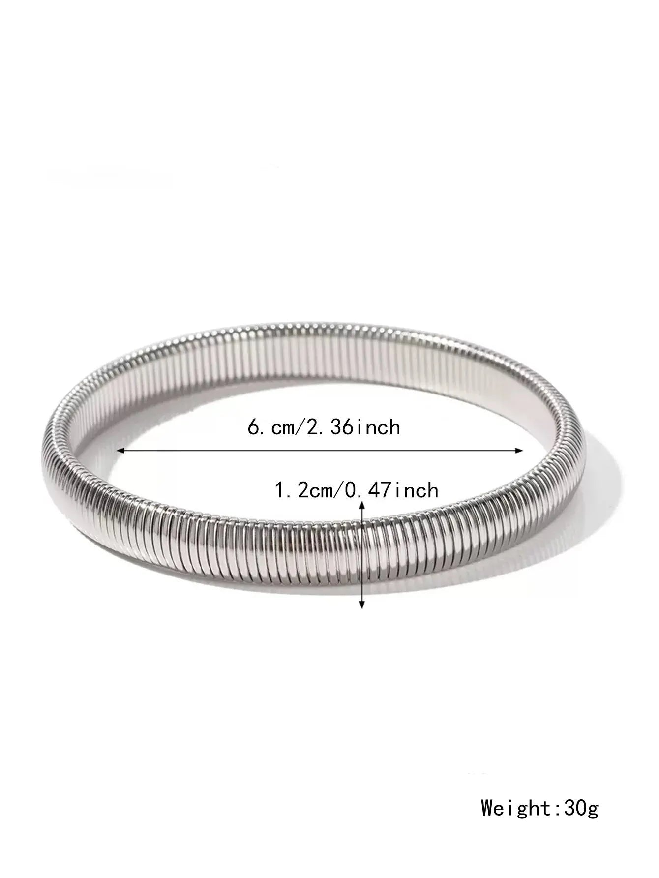 Women's titanium steel bracelet with vertical stripe pattern in gold or silver finish