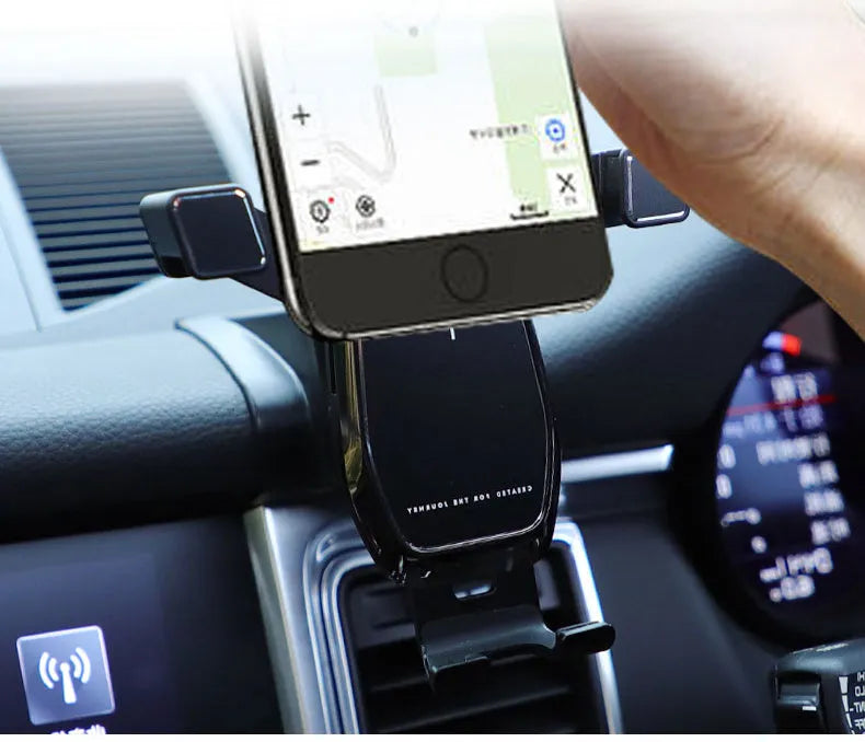 Gravity linkage car phone holder for Porsche in black alloy and carbon fibre