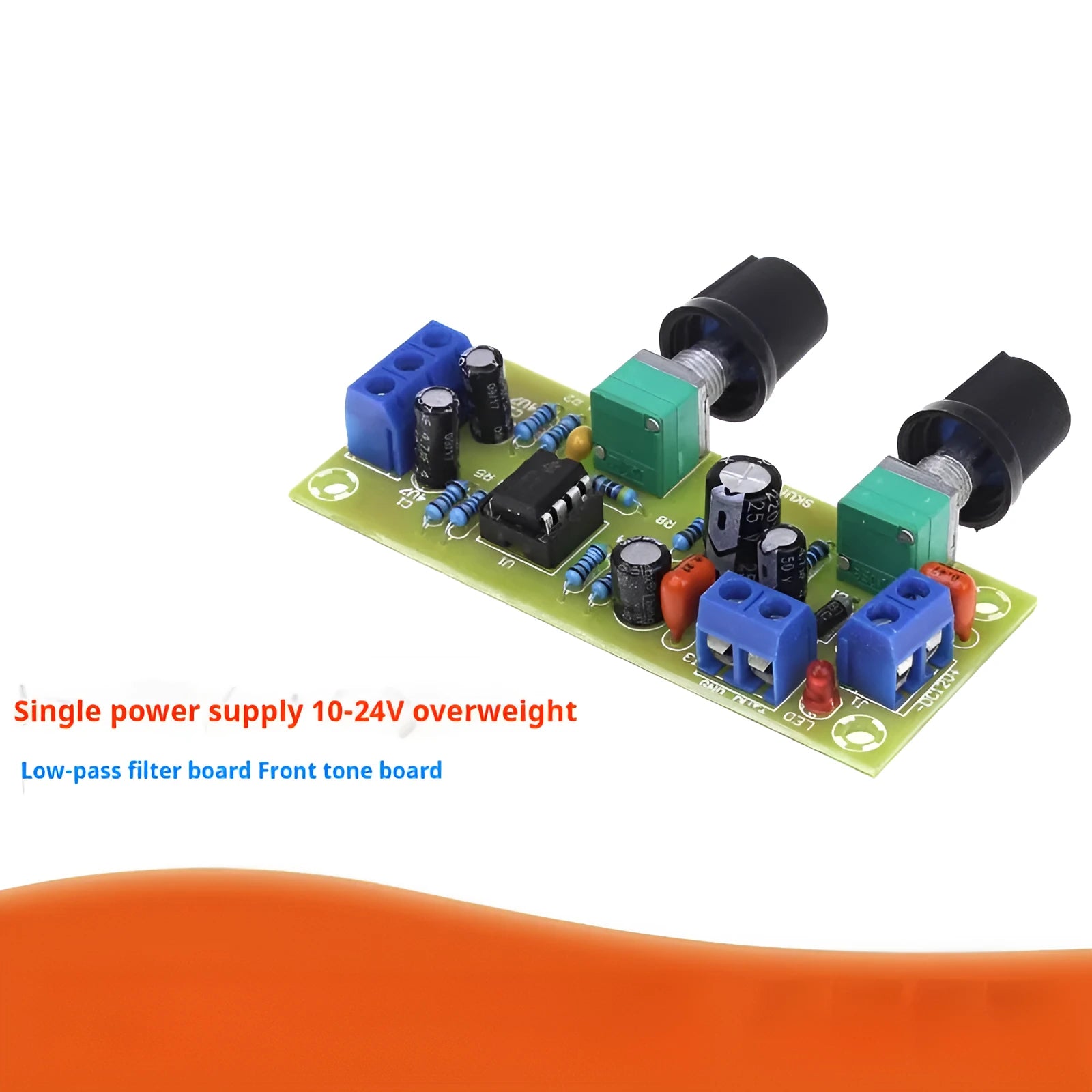Single power supply 10-24V super dynamic bass boost front stage audio board with FR-4 PCB