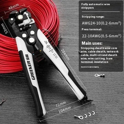 Fully automatic wire stripping pliers tool made from steel with box mounted presentation.