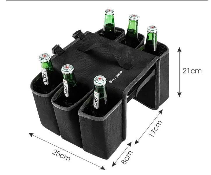 Black and blue orange bicycle double-sided drink storage bag with 2L capacity mounted on bike