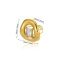 Stainless steel pearl zircon ring for women, adjustable opening, electroplating finish, European American style, colour JZ7336