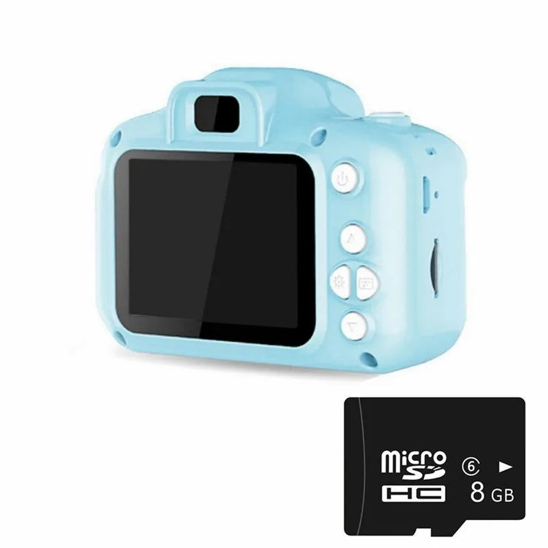Children's HD digital waterproof camera in blue with 2.3-inch screen and 800W pixel lens