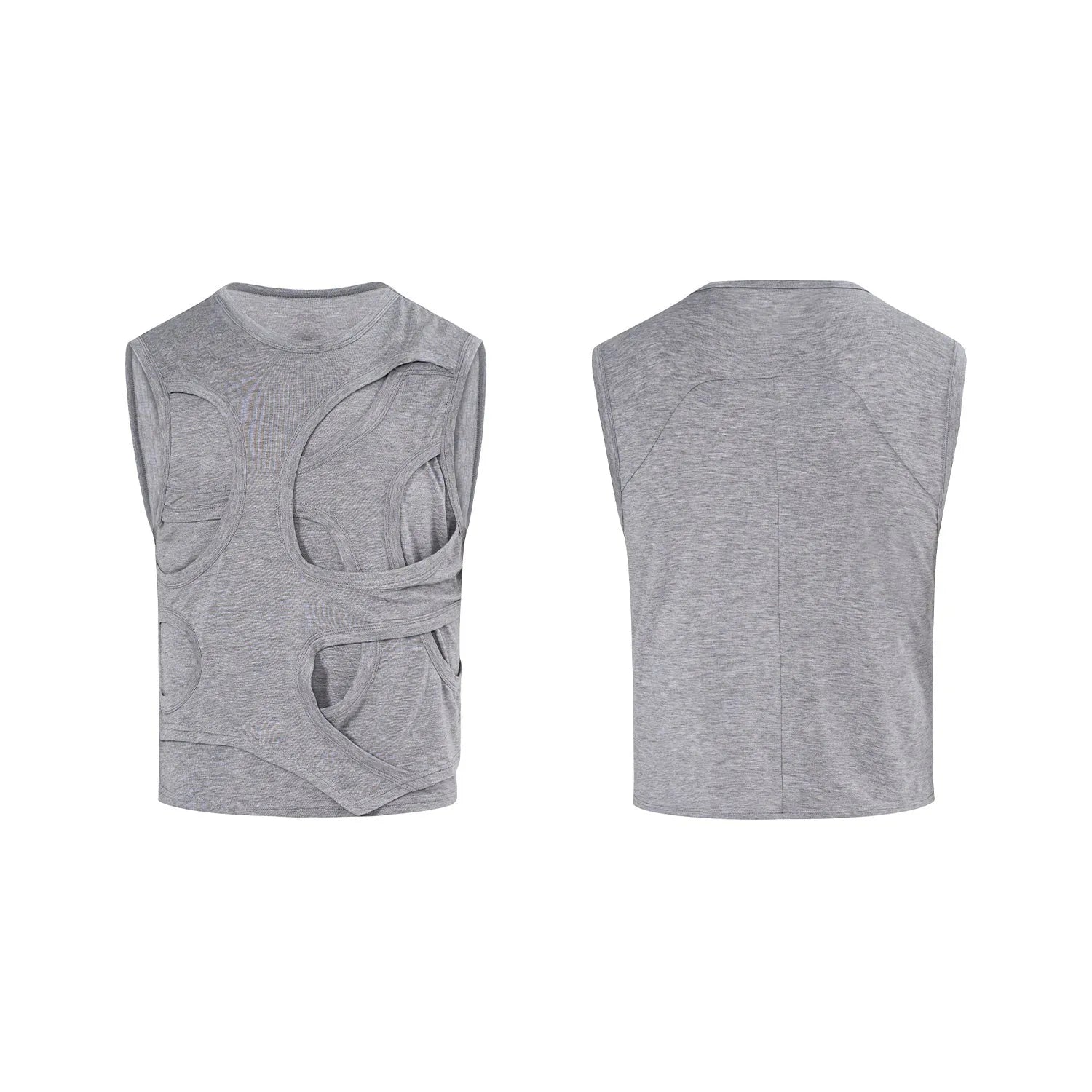 Men's solid colour lyocell vest tank top with round neck collar in black or grey colour