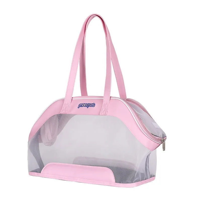 Leather cat carrier bag with 25 litre capacity in solid colour options