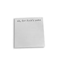 75mm square paper sticky note pad with funny English text cover designs on a desk.