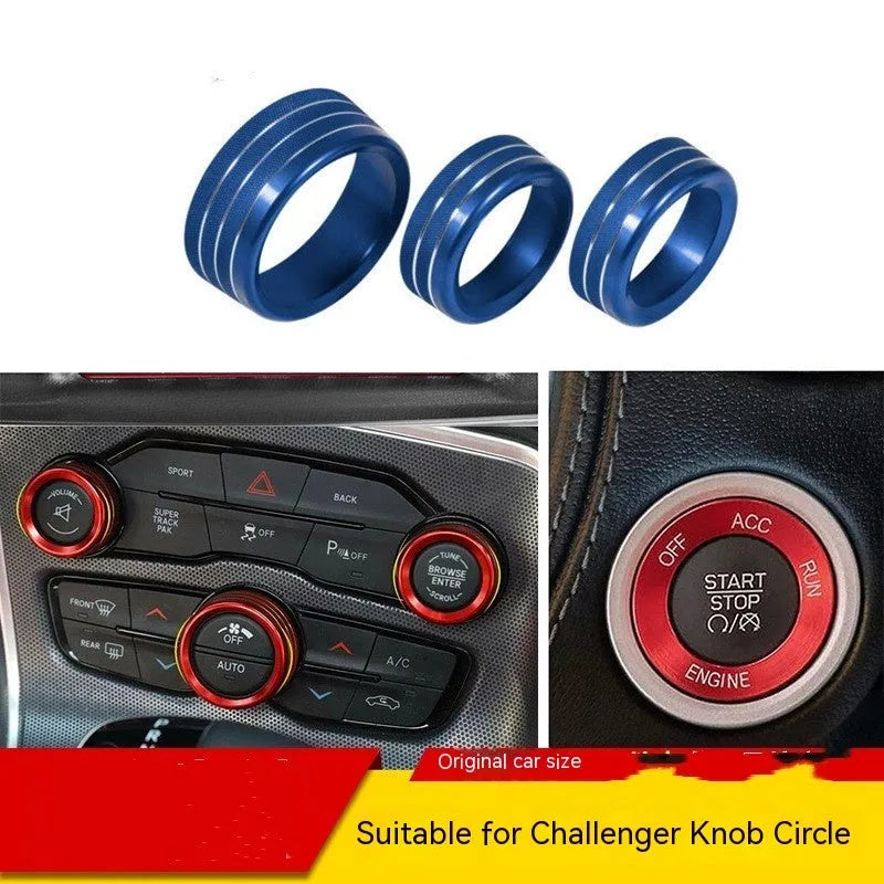 Aluminium alloy decorative ring for Dodge Challenger Grand Cherokee air conditioning knobs
