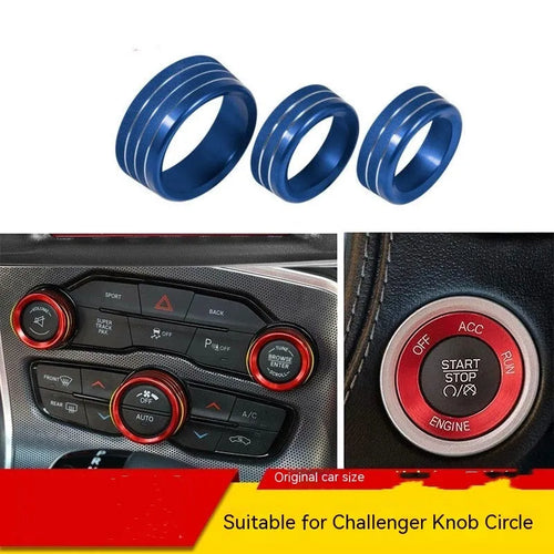 Aluminium alloy decorative ring for Dodge Challenger Grand Cherokee air conditioning knobs
