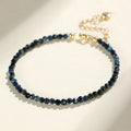 Blue tourmaline beaded bracelet with 3mm stones and silver spacer beads