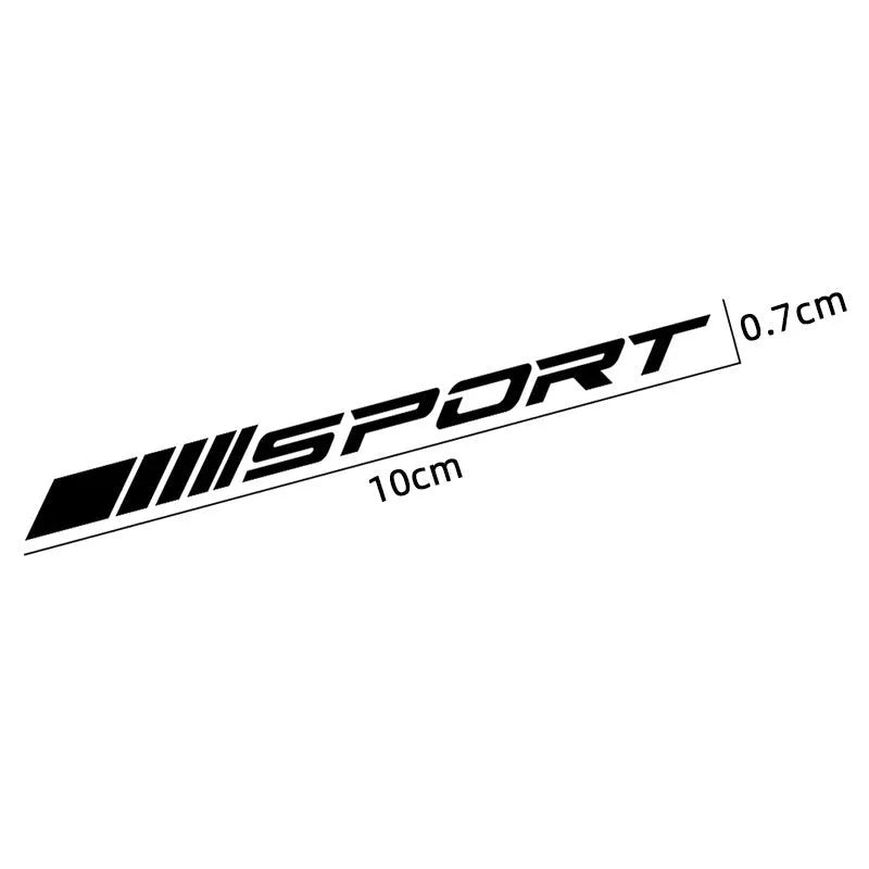 Black hollow sports design PET car rim sticker measuring 10 by 0.7 centimetres.