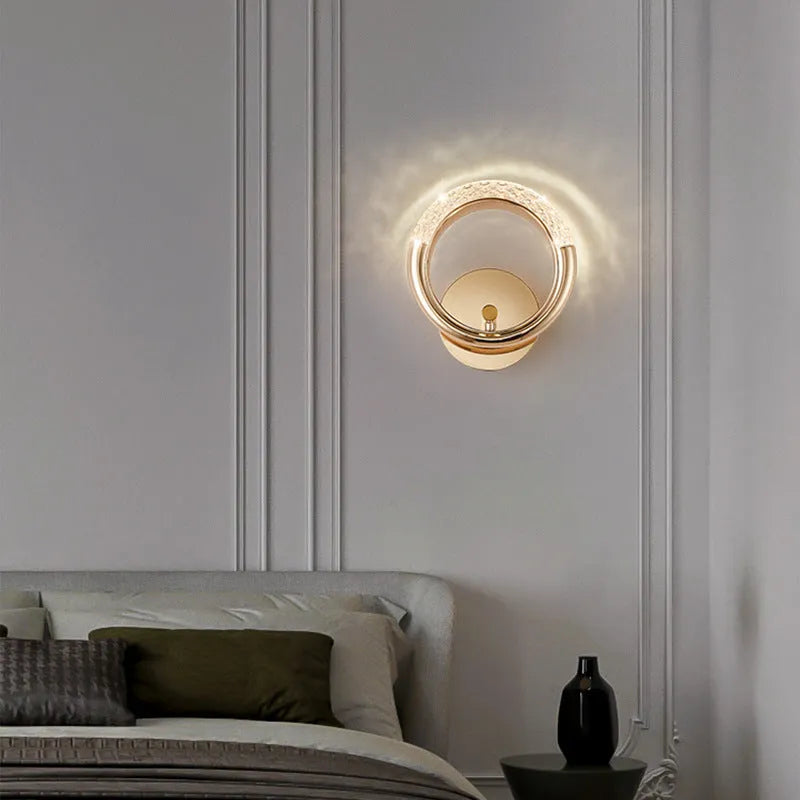 High Sense modern minimalist wall lamp with acrylic shade in contemporary bedroom setting