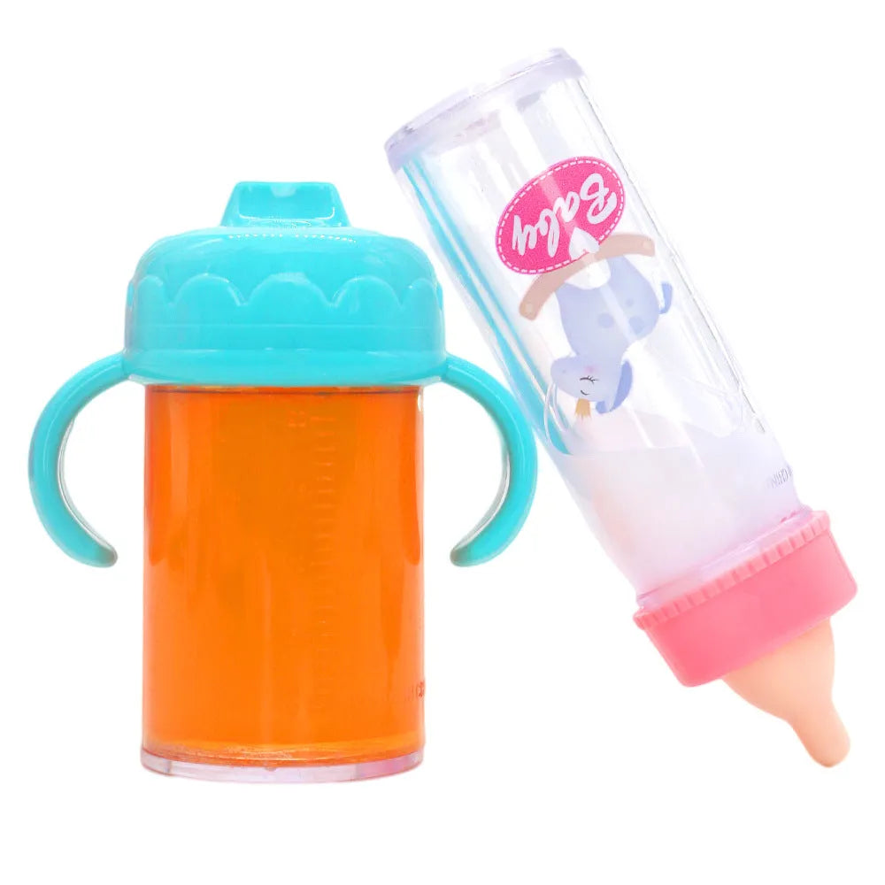 Plastic doll bottle nipple toy for 14-18 inch dolls in bear blue combination