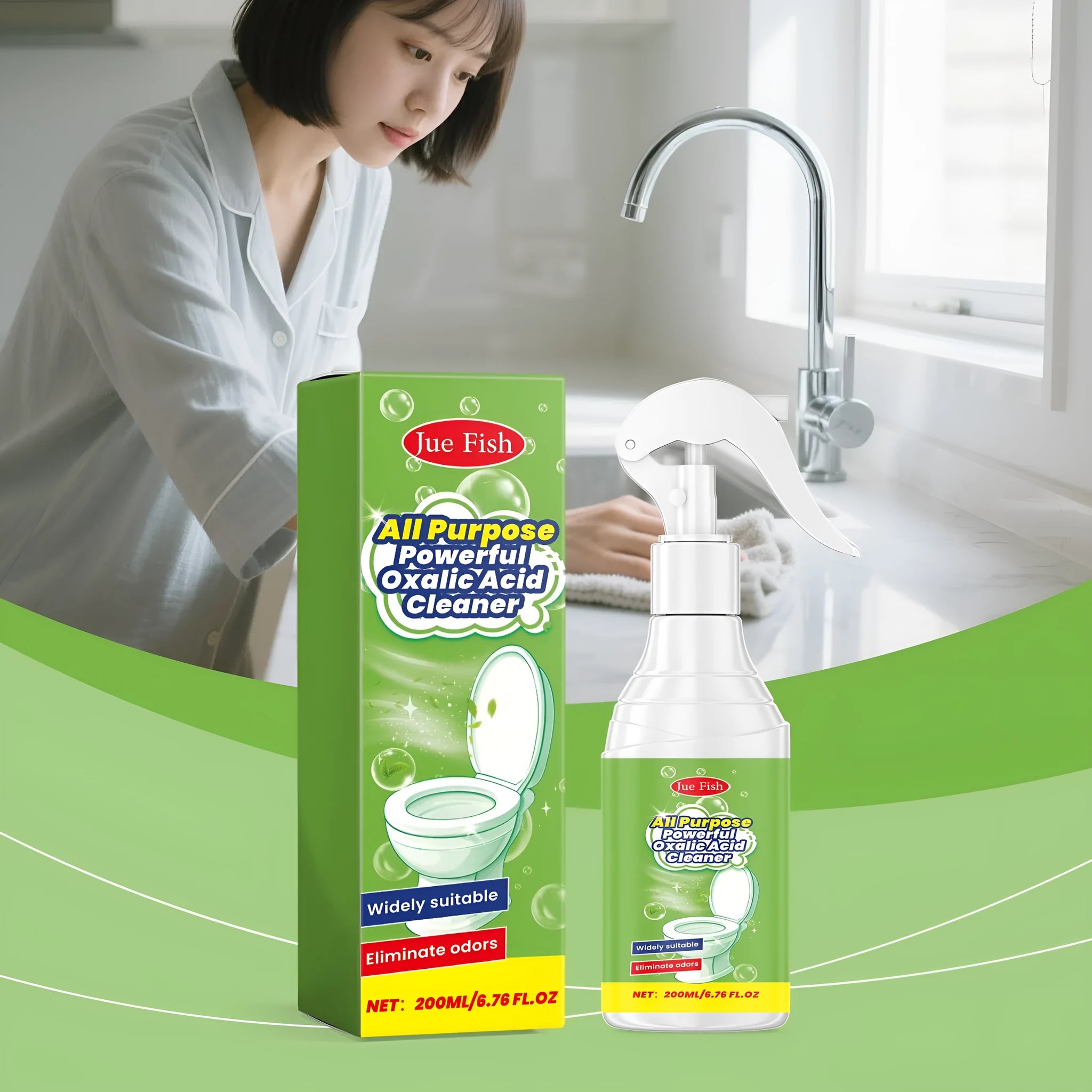200ml household grease cleaning spray bottle with measurement showing 5.5cm diameter