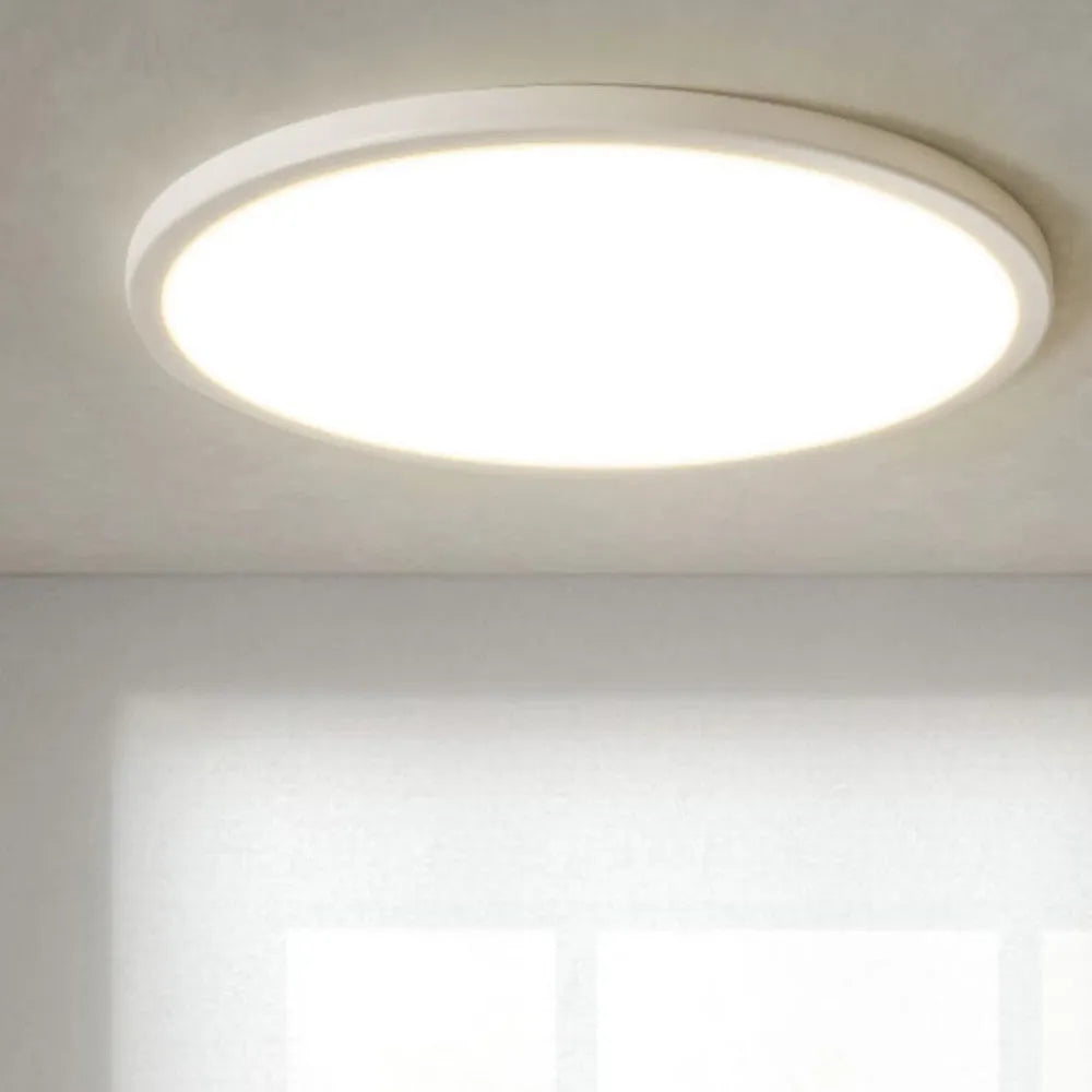 Round ultra-thin white LED ceiling lamp with aluminium body and PMMA shade for rooms 10-15 sqm