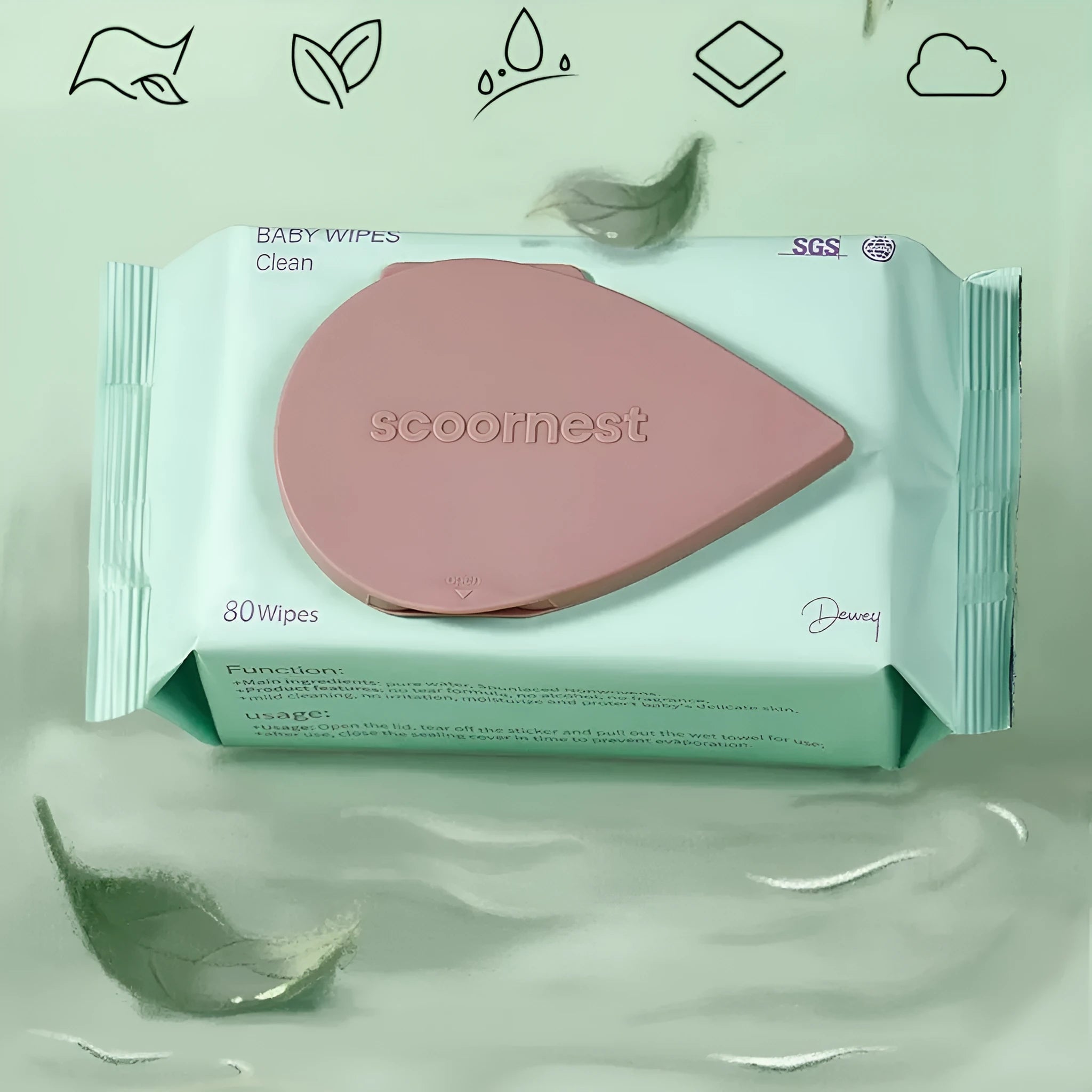 Baby wet wipes 80 sheets pumping bag for hand mouth bottom cleaning