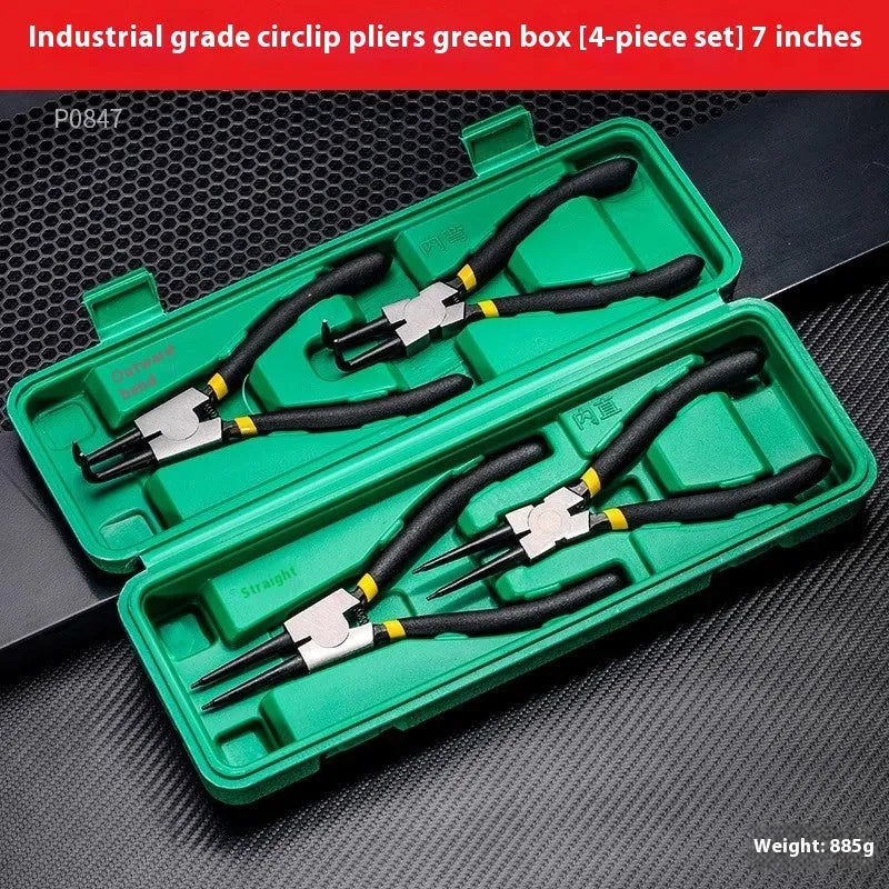 Boxed set of 4 industrial circlip pliers 7-inch high carbon steel for automotive repair