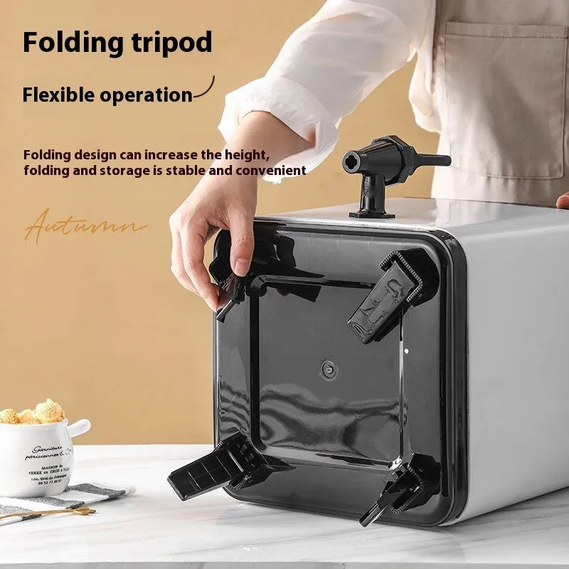 Square lock stainless steel milk tea bucket with 8 litre capacity and silver finish