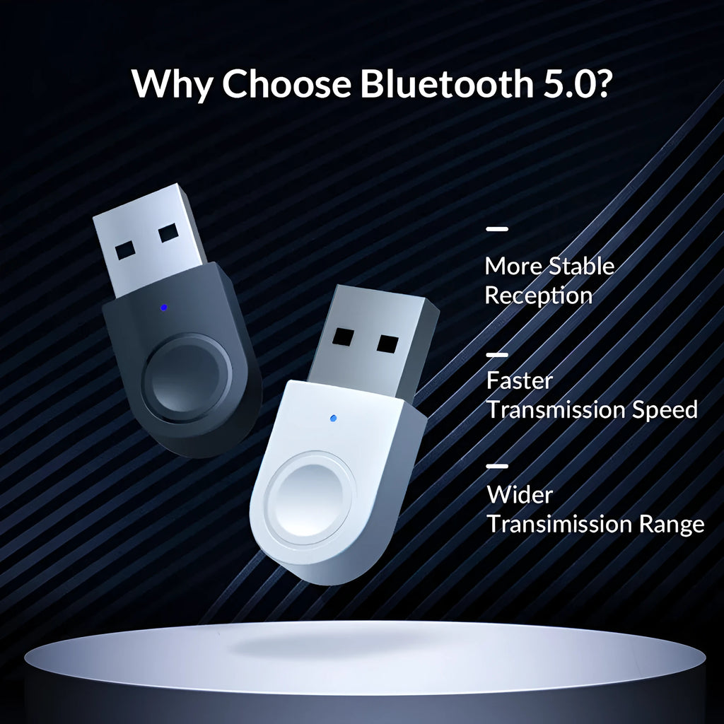 BTA-608 Bluetooth 5.0 USB receiver adapter in black for desktop PC