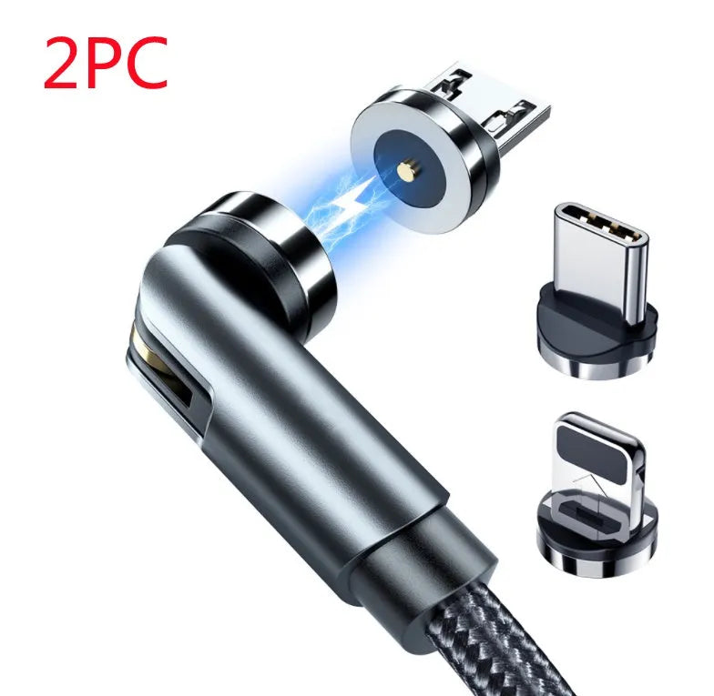 Essager rotating magnetic USB charging cable with blue LED light showing 540° rotation capability
