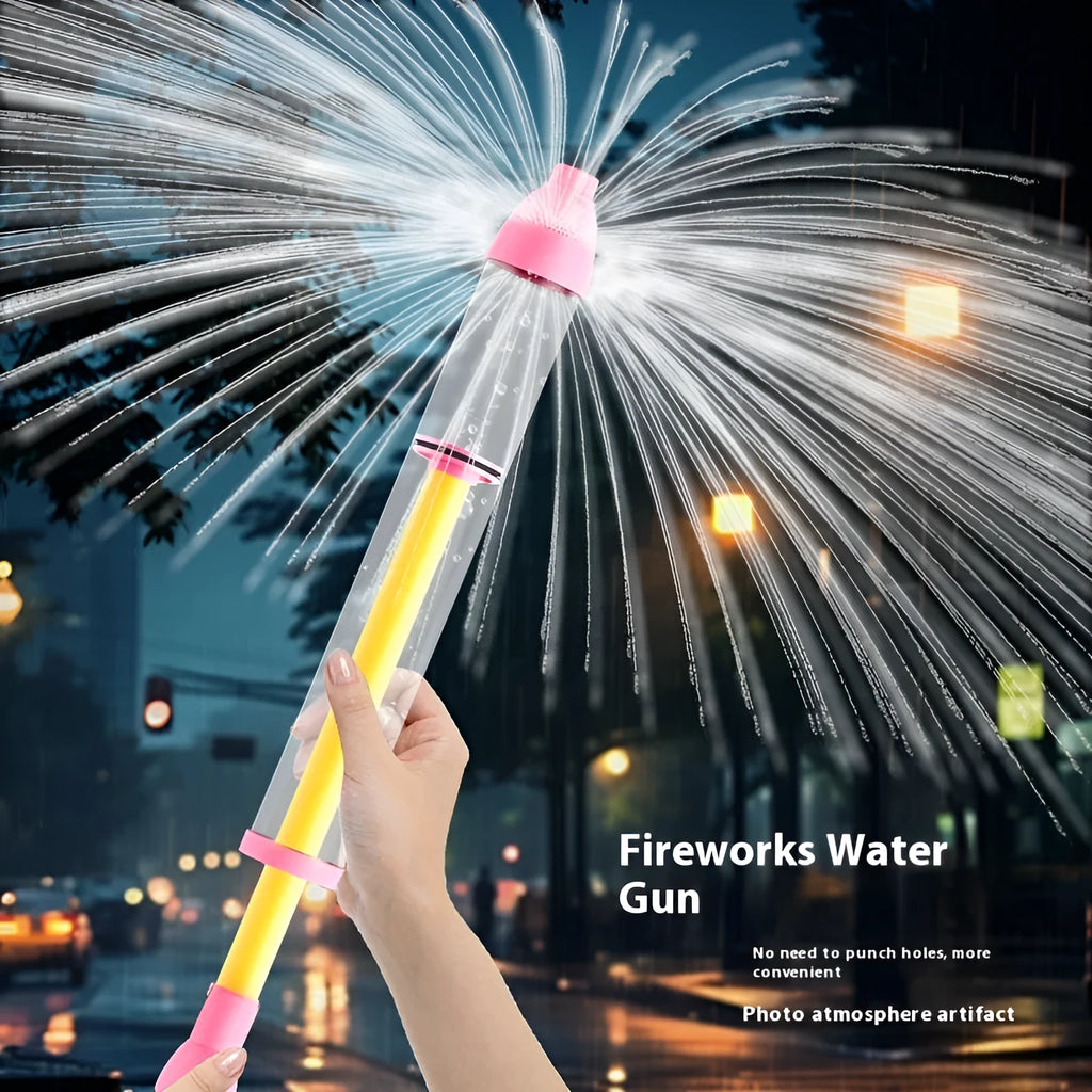 Children's plastic pull-out water spray gun in 53cm size, blue colour character design