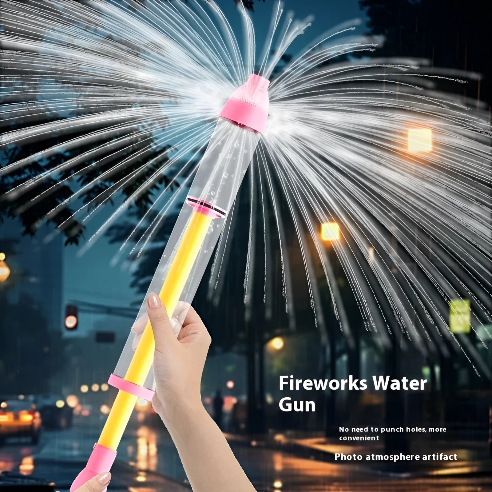 Children's plastic pull-out water spray gun in 53cm size, blue colour character design