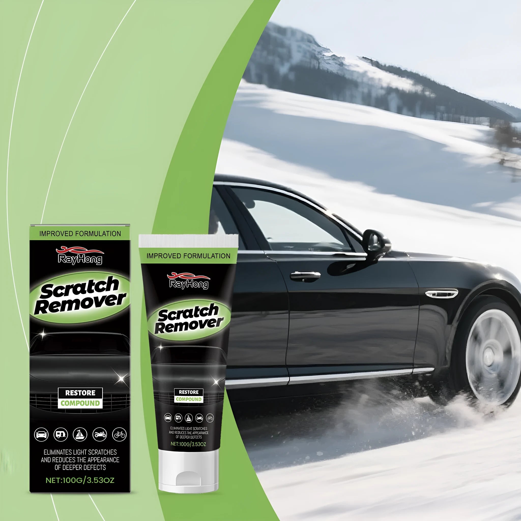 100g car scratch polish cream tube measuring 3.8x16.3cm with calcium carbonate formula