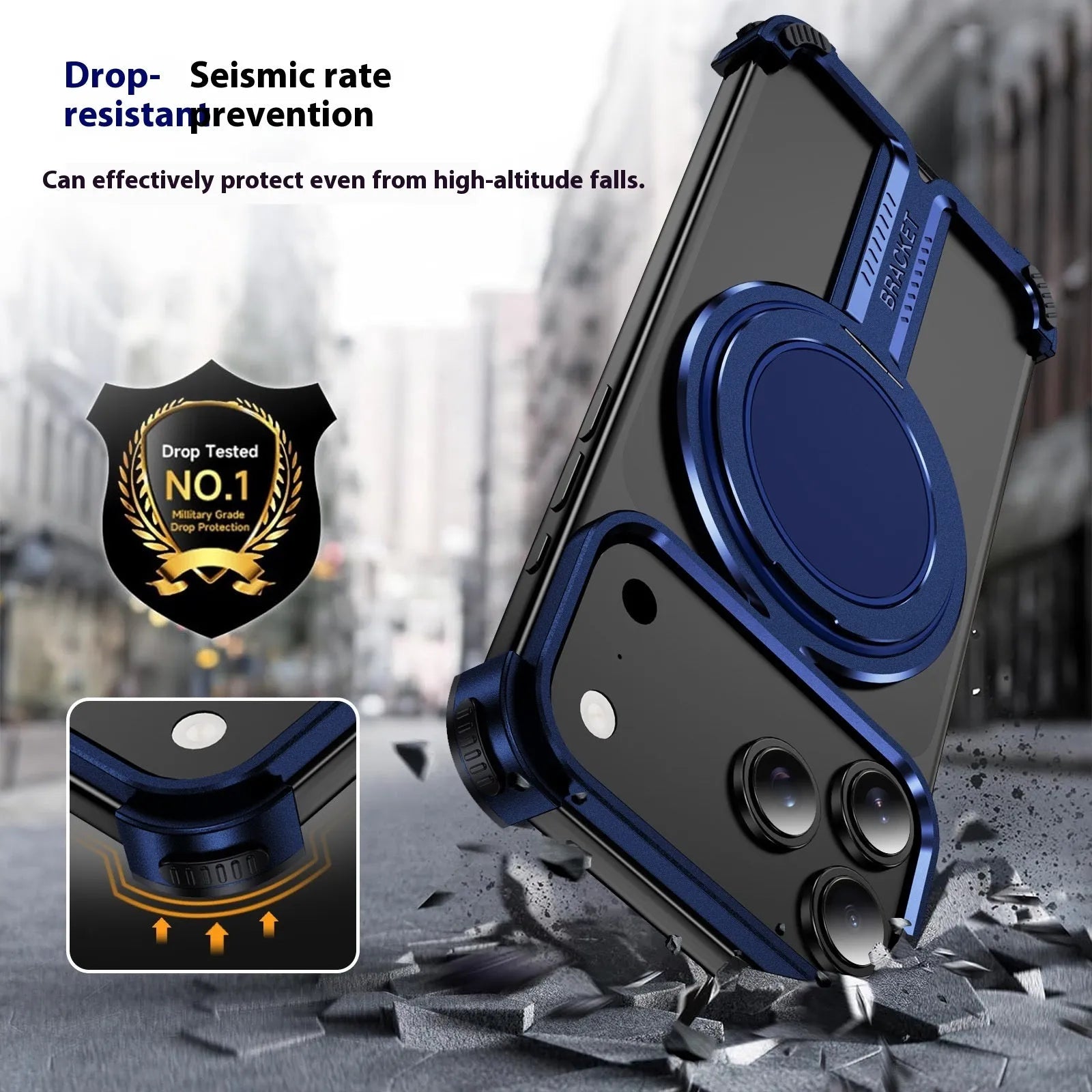 Titanium alloy bone sensing bracket phone case frameless design for iPhone 17 series in black