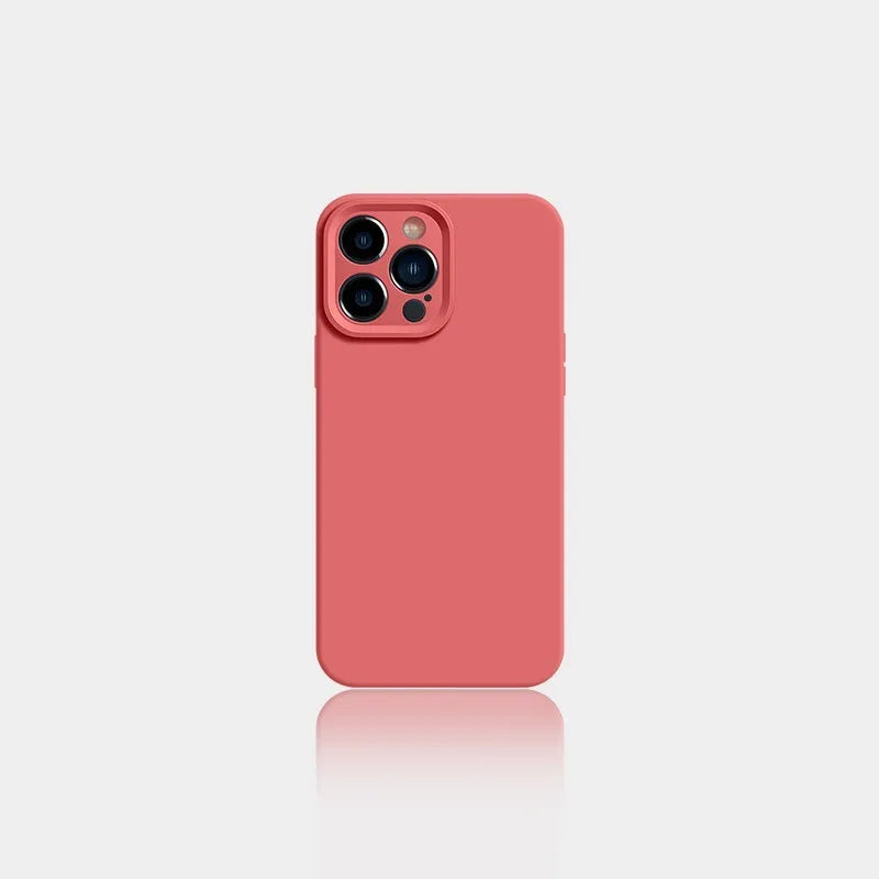 Liquid silicone solid colour phone case for iPhone 14 with anti-slip grip and full coverage back