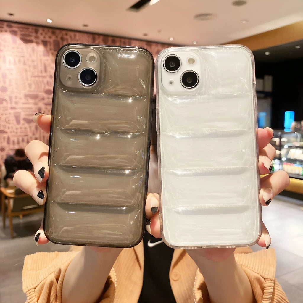 Transparent black TPU air cushion phone case for iPhone 15 series with all-inclusive coverage and anti-fingerprint finish