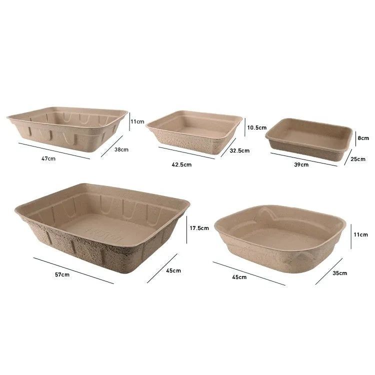 Brown disposable waterproof cat litter box with degradable plastic construction
