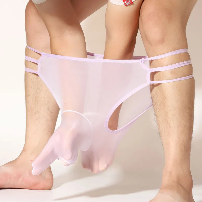 Men's transparent nylon elephant nose shorts in various colours on a mid waist, free size fit.