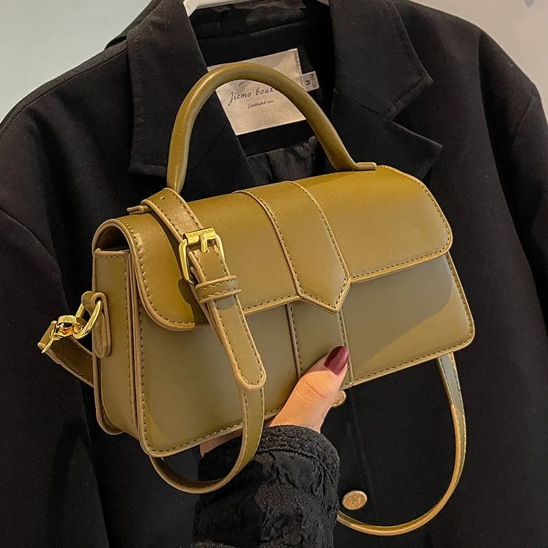 Women's PU messenger bag in horizontal square design with 22cm width, available in multiple colours