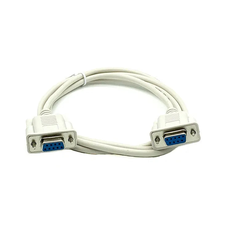 Female to female RS232 serial cable with DB9 connectors, 1.5m length, milky white