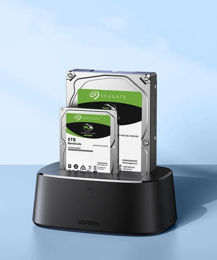 Green Link CM198 black external hard disk enclosure for 2.5-inch SATA HDD SSD with dual-drive USB connectivity