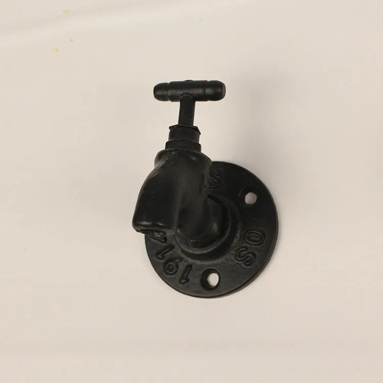 Metal water pipe style towel rack wall hook in choice of black, green or red finish
