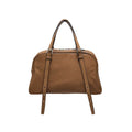 Women's retro genuine leather shoulder bag in horizontal square shape with double straps