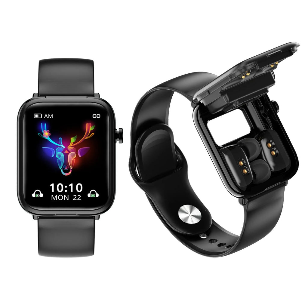 Black smart Bluetooth watch headset with 1.69-inch touchscreen and zinc-alloy body
