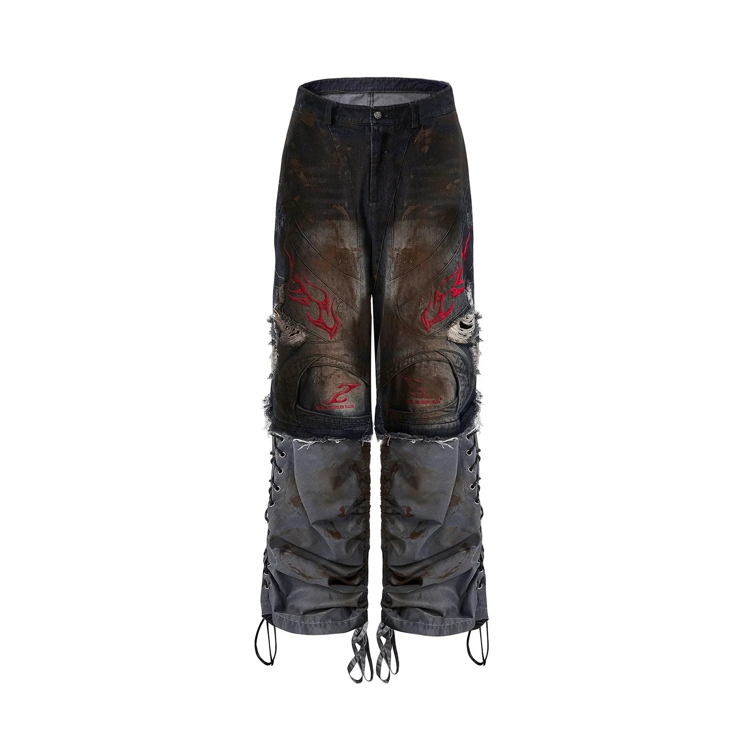 Men's retro jeans with detachable legs in wide-leg fit and mid-high waist