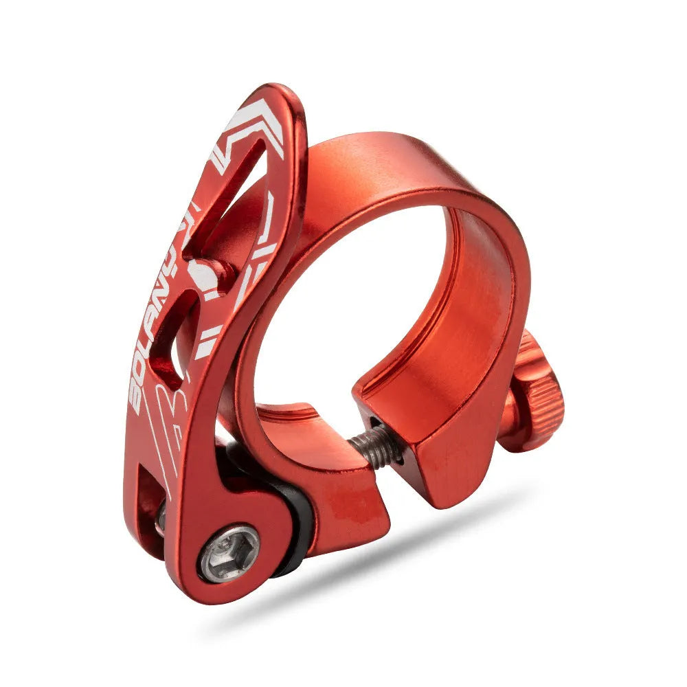 Aluminium alloy bicycle seat post clamp in black, red, gold, or blue colour